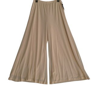 S. Levine Womens Pants Beige Size Large 100% Polyester Wide Leg Pull On Stretch
